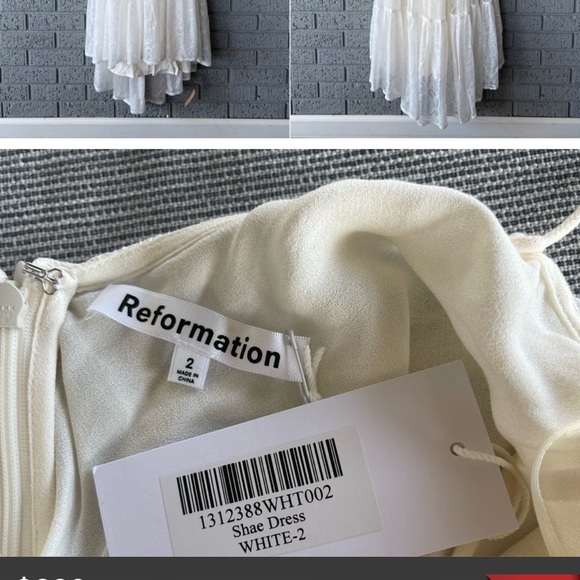 NWT Reformation Shae bridal Dress White Size 2 - Picture 2 of 4